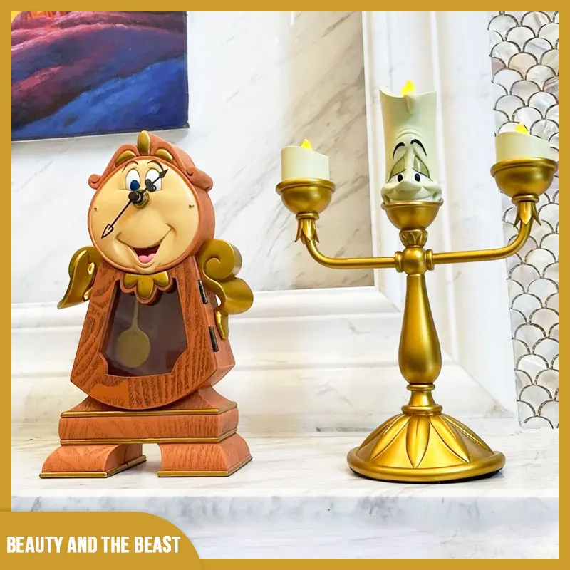 Beauty And The Beast Action Figures Cogsworth Mr Clock Lumiere Candle Lamp - £21.71 GBP+