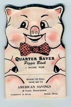 American Savings &amp; Loan Quarter Saver Paper Piggie Bank Dallas Texas 1954 - $23.79