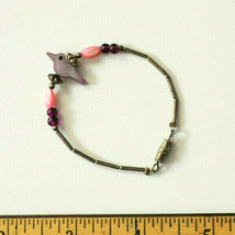 vintage liquid silver pink purple bird bracelet small women&#39;s or child size - £11.91 GBP
