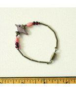 vintage liquid silver pink purple bird bracelet small women&#39;s or child size - £11.76 GBP