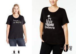 NY Collection Women&#39;s Plus Graphic Tee Knit Top, Size 1X - $313.71 MXN