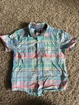 Oshkosh B&#39;Gosh Boys Blue Plaid Short Sleeve Button Down Shirt Size 3T - $4.99