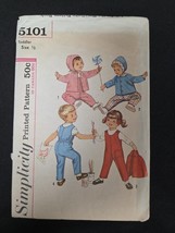 Simplicity Sewing Pattern #5101 Girls 1960s Toddlers Overalls Jacket Hat... - $186.77 MXN