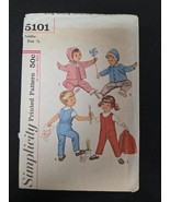 Simplicity Sewing Pattern #5101 Girls 1960s Toddlers Overalls Jacket Hat... - $182.01 MXN