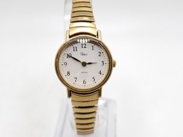 Vintage Timex Quartz Watch Women New Battery White Dial Gold Tone Expand... - $22.00