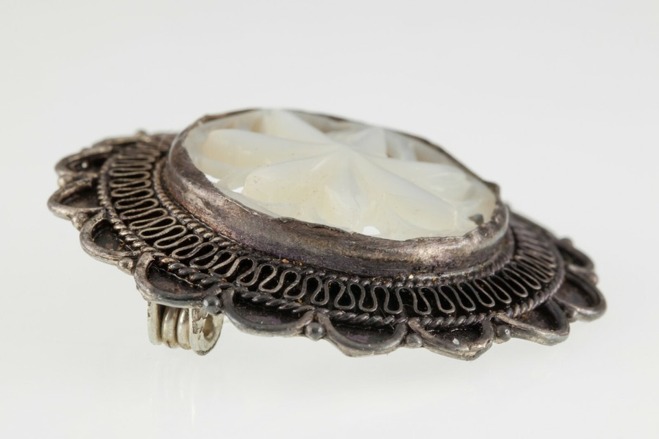 BETHLEHEM Mother of Pearl 7 Point Star Filigree Silver Brooch/Pendant 5.3g Item image 5