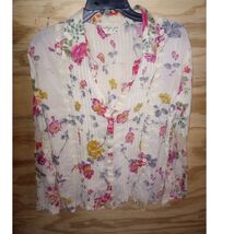 Women's Vintage GOA Blouse Floral Coastal Grandma Feminine - $11.25