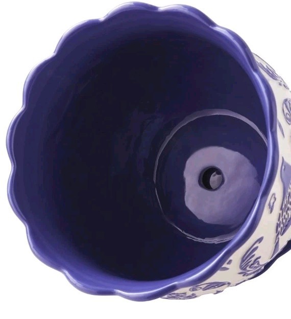 Pioneer Woman ~ MAZIE BIRD Pattern ~ 8" Scalloped Edge ~ Cobalt Blue Planter Item image 6