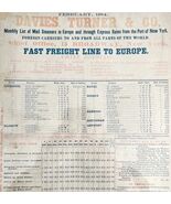 1884 Davies Turner &amp; Co Steamship Freight Line Schedule Broadside NY Por... - $8,771.61 MXN