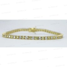 Delicate 4.55Ct Round Cut Simulated Citrine Women&#39;s Tennis Bracelet 925 Silver - £155.70 GBP