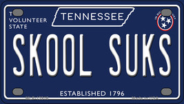 Skool Suks Tennessee Blue Novelty Mini Metal License Plate - £11.76 GBP