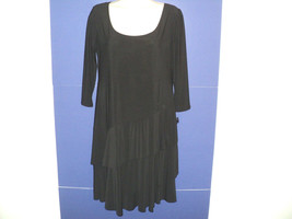 NEW Tiana B. Dress Petite Medium Black Tiered Skirt Knee Length 3/4 Slee... - £16.97 GBP