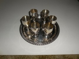6 Leonard Silver plate 2.75&quot; Cordials on 8&quot; Tray - £27.52 GBP