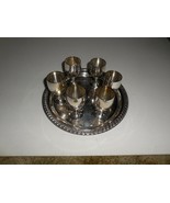 6 Leonard Silver plate 2.75&quot; Cordials on 8&quot; Tray - $48.20 CAD