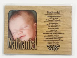 NATHANIEL Personalized Name Profile Laser Engraved Wood Picture Frame Magnet - £10.88 GBP