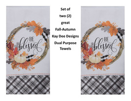 KAY DEE DESIGNS H6196 Autumn-&quot;Be Blessed&quot;~2 Dual Purpose Terry Towels~16... - £12.72 GBP