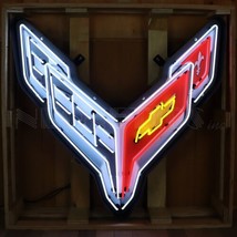 Chevrolet Corvette C8 Neon Sign Licensed 40 Inches Neon Sign in Shaped Steel Can - £1,487.90 GBP