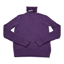 St John Bay Sweater Womens S Purple Long Sleeve Turtle Neck Classic Cabl... - £23.63 GBP