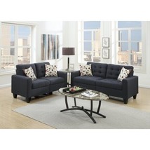 Living Room Furniture 2pc Sofa Set Black Polyfiber Tufted Sofa - Black - £729.54 GBP