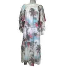 Anna Melani Italy Silk Off The shoulder Palm Tree Layered Ruffle Long Dress Sz S - £48.11 GBP