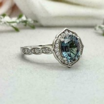 2 Ct Oval Cut Aquamarine Gorgeous Vintage Engagement Ring 14K White Gold Over - £85.80 GBP