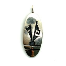 Vintage Sterling Signed Hopi Silvercraft Guild Native American Overlay Pendant - £75.17 GBP