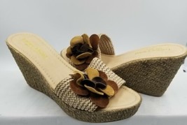 Lorenzo Chelini Womens Shoes Wedge Slip On Woven Top Suede Flowers, Size 8.5 - £9.90 GBP