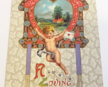 VALENTINE&#39;S DAY A LOVING THOUGHT P. Sander CHERUB Embossed 1912 Antique ... - $16.99