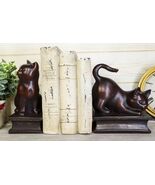 Sitting And Crouching Feline Cat Resin Bookends 7&quot; Tall Abstract Cat Sta... - $1,022.12 MXN