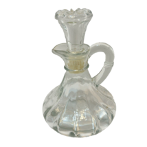 Vintage Anchor Hocking Clear Glass Oil and Vinegar Cruet with Lid 5&quot; - £11.22 GBP