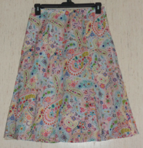 New Womens Orvis Pretty Paisley &amp; Floral Lined Pull On Skirt Size S U.S.A. - £26.09 GBP