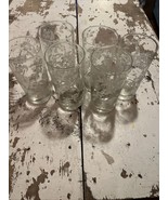 Libby White Flower Design 12 oz Drinking Glasses Set of 6 - $25.30 CAD