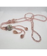 Vintage Beaded Crystal Drop Necklace pink AB Long Flapper Style - £18.82 GBP