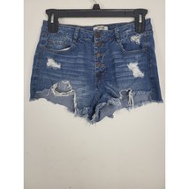 Refuge Button Fly Raw Hem Booty Shorts 10 Womens Distressed High Cut Med... - £22.29 GBP