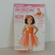 Simplicity Tu-Tu Cute Kit No Sew Just Tie Go DIY Costume Halloween Orange NB - 6 - £7.76 GBP