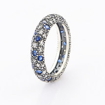 925 Sterling Silver Midnight Blue Cosmic Stars Ring For Women - £15.97 GBP
