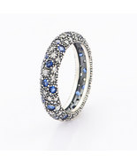 925 Sterling Silver Midnight Blue Cosmic Stars Ring For Women - £16.07 GBP