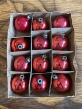 Lot Of 12 Very Vintage Unbranded Glass Ornaments Red Made in the U S of A - £15.61 GBP