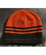Retro 8 Bit Beanie Red/Orange Black Stripes Reversible Dark Grey - $111.00 MXN