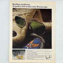 Vintage 1980&#39;s Ray Ban Aviator Sunglasses Bausch &amp; Lomb Color Print Ad 8&quot; x 11&quot; - £5.19 GBP