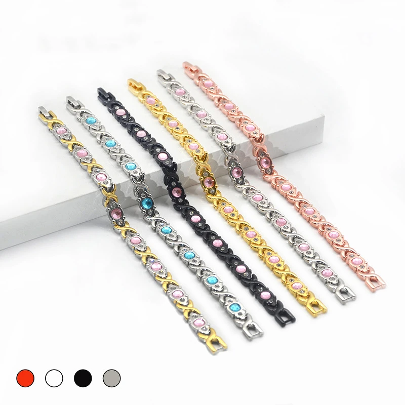 Sporting Fashion Twisted Zircon Crystal Silver Bracelet for couple Casual Gem En - £23.90 GBP