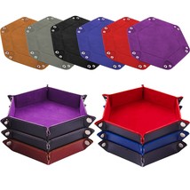 6 Pieces Dice Tray Hexagon Dice Rolling Holder Folding Pu Leather Dice T... - $37.99