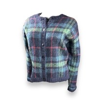 Vtg 90s Paul Harris Plaid Mohair Wool Blend Cardigan Blue Red Green Sz M... - £22.55 GBP