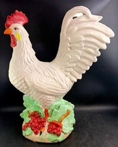 Vintage Ceramic Rooster On Grapes, Hand-Painted 16” Tall - €30,86 EUR