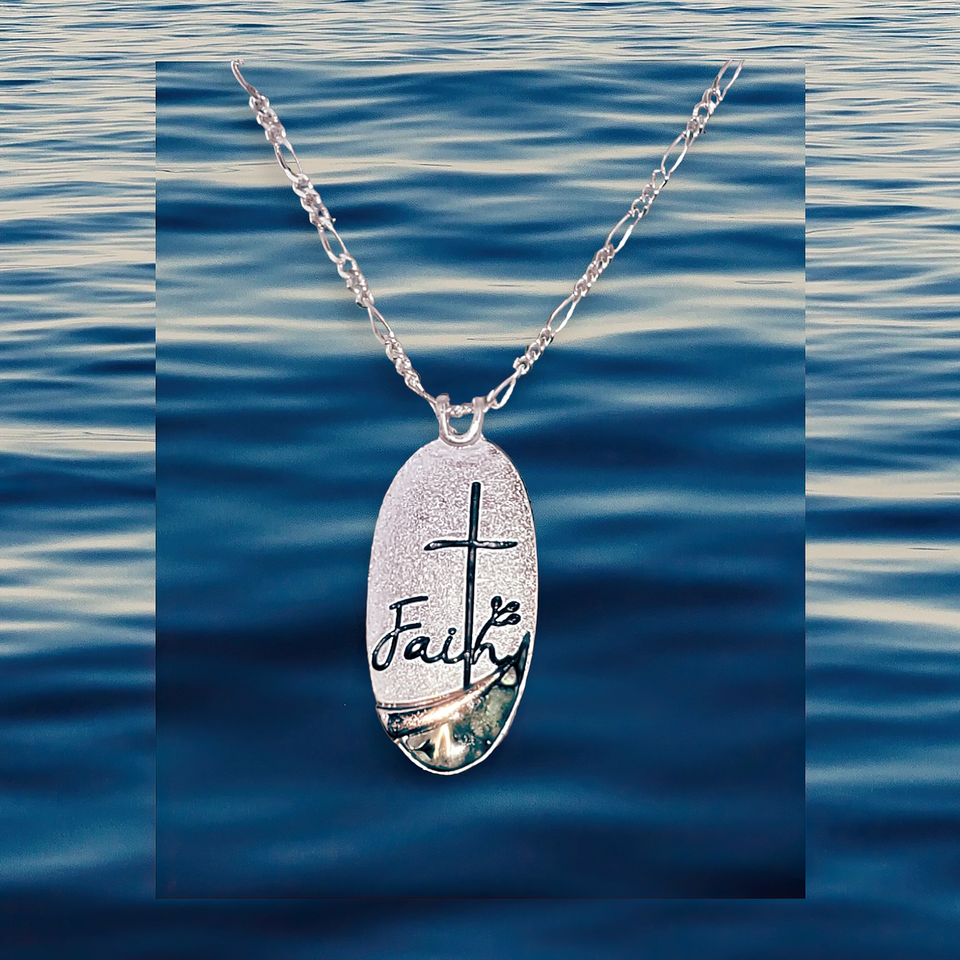 Abalone Faith Cross Pendant Necklace Set