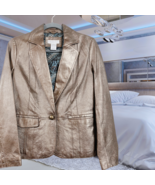 Gold Luxe Jacket Real Leather Metallic  Jacket - Size Small - £147.23 GBP