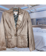 Gold Luxe Jacket Real Leather Metallic  Jacket - Size Small - €162,49 EUR