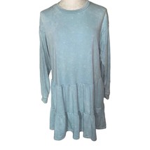 Wild Fable Tie Dye Tiered Mock neck Dress or tunic long sleeved light blue/green - £14.11 GBP