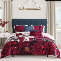 5 Piece Reversible Comforter Set in Burgundy Fuchsia and Burnt Orange with Teal - $3,819.91 MXN - $4,020.11 MXN