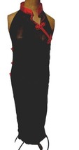 VTG Dress cheongsam Chinese Lingerie Red Hot Black Sheer Long Slit Knot SexyGift - £31.09 GBP